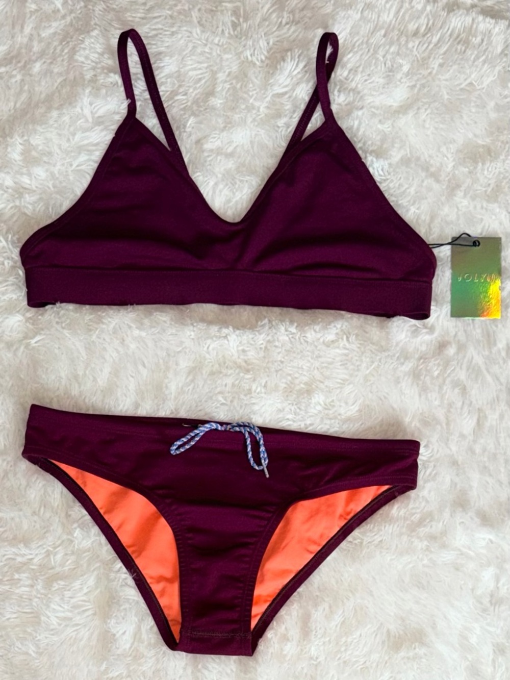 Jolyn Clothing Plum and Orange Reversible Bikini Set